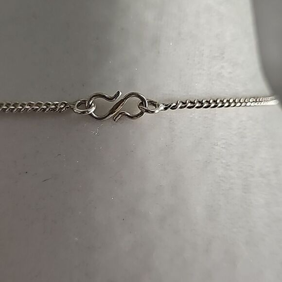 Blue Chalcedony Stone Necklace 18" Silver Plated - Picture 4 of 6